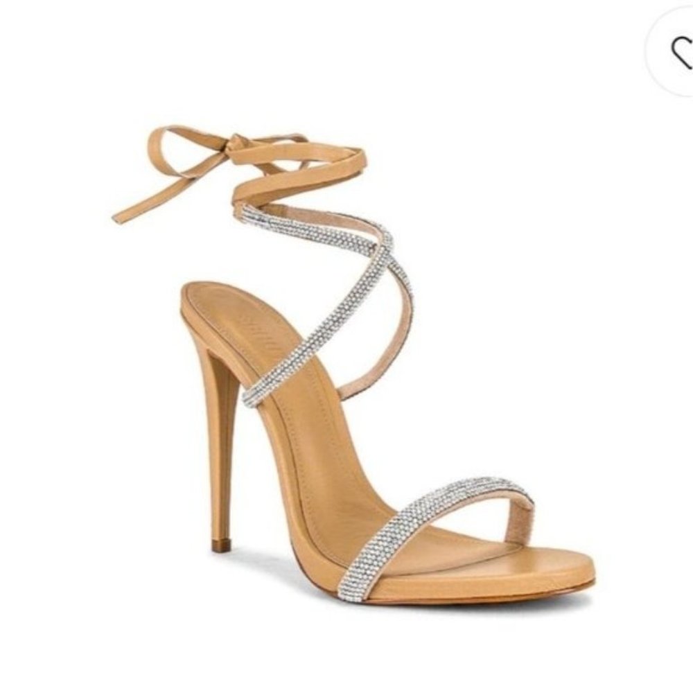 SCHUTZ Tan and Silver Strappy Heels